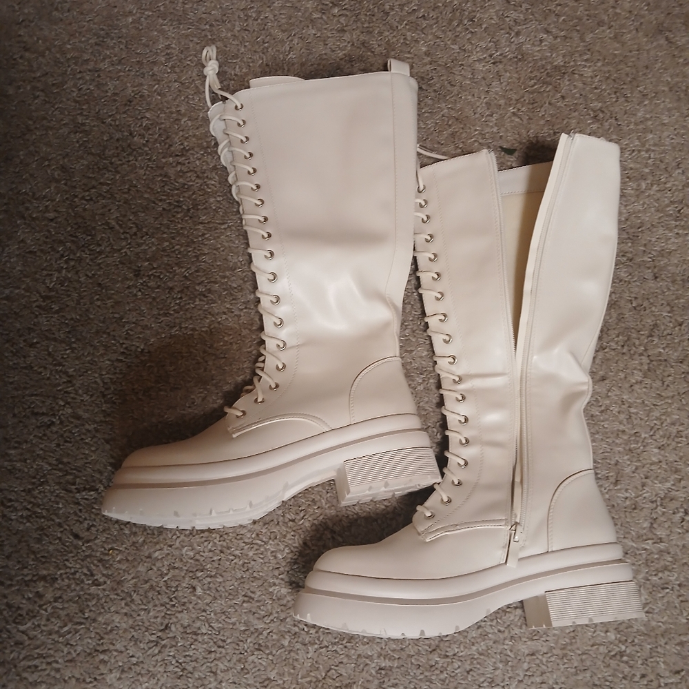 Women's off white Lace-Up Boots coast to coast